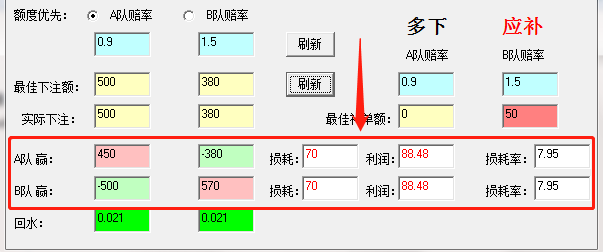 足球打水计算器输出计算结果